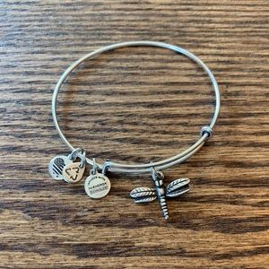 Alex and Ani dragonfly silver charm bracelet
